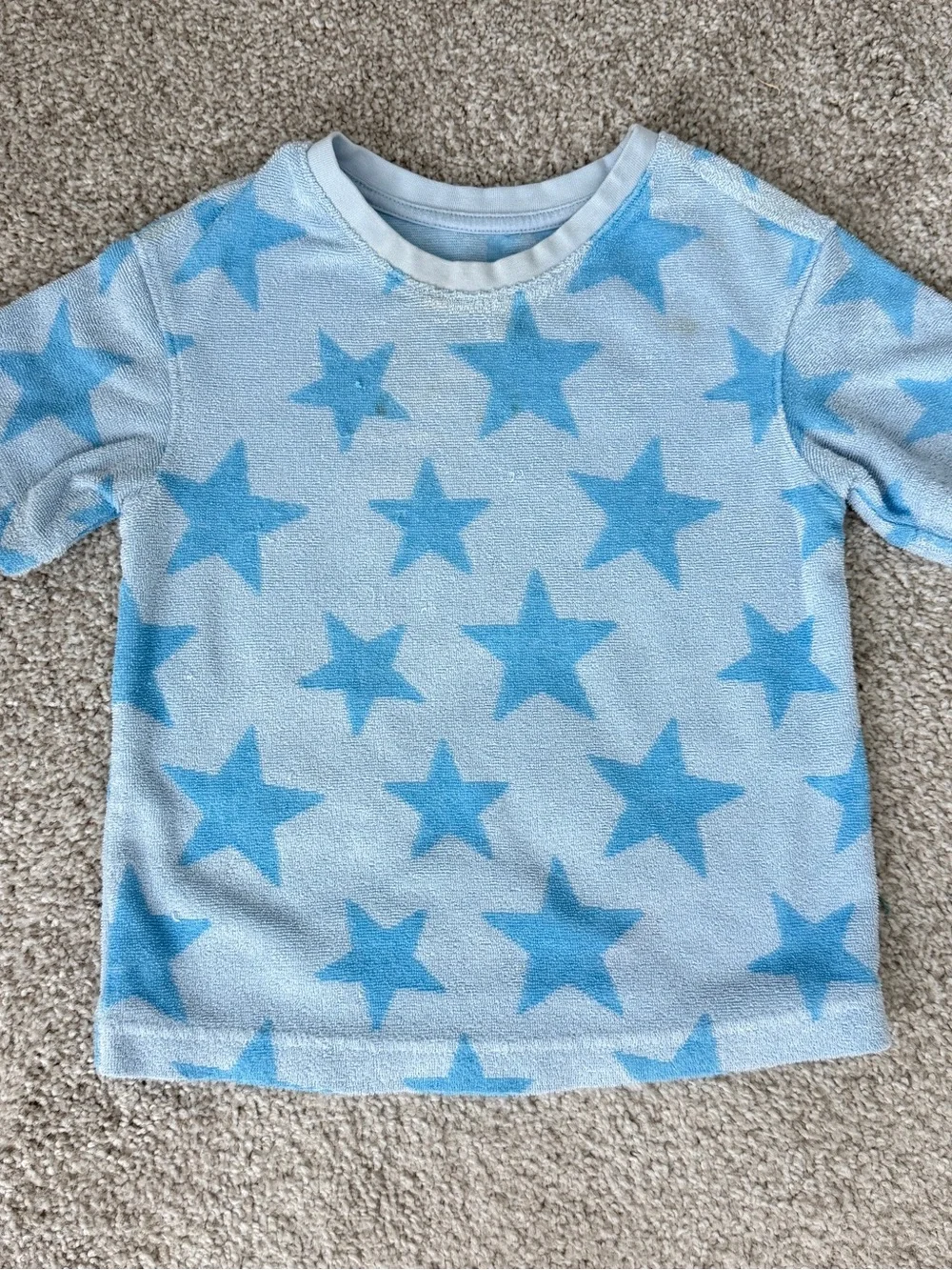 Target Cat & Jack Toddler Terry Cloth Shorts and Tee Set in Blue Stars, size 4T